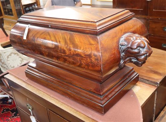 A Victorian carved mahogany sarcophagus wine cooler W.94cm